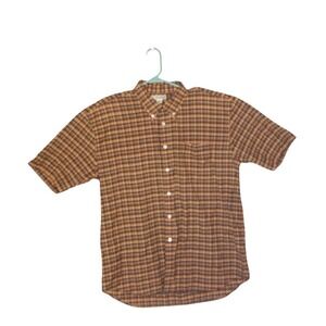 Foxfire Shirt Mens Size XL Orange Plaid Button Front Short Sleeve